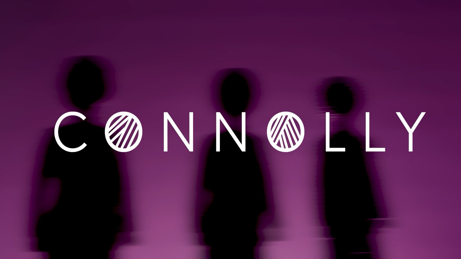 The word Connolly in white letters over three blurred silhouettes on a purple background