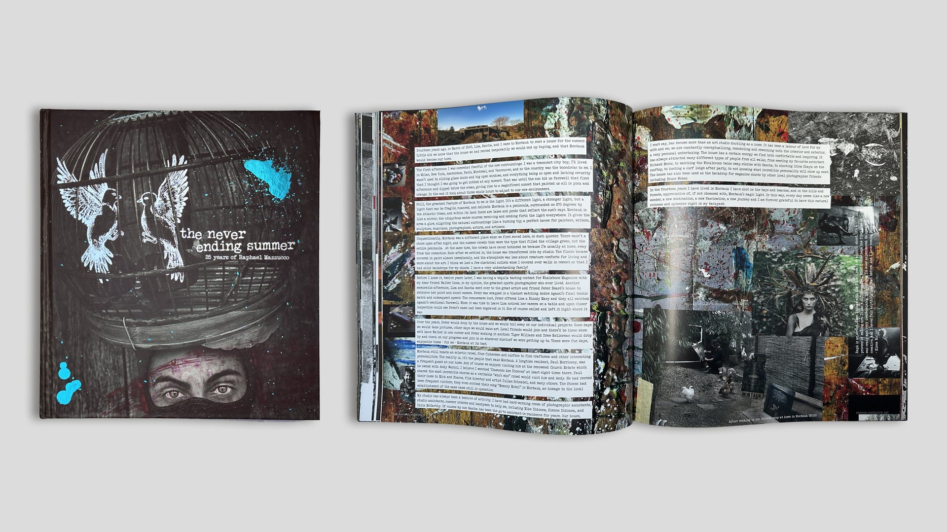 The Never-Ending Summer book cover beside an open double-page spread